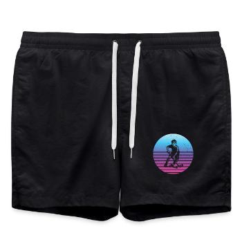 Kompaktes Floorball Design für Unihockey - Badeshorts - Schwarz - Vorne - AI Model Male 185 light (185cm)