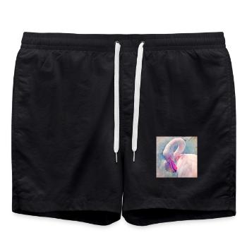 Flamingo im Pastelllicht - Badeshorts - Schwarz - Vorne - AI Model Male 185 light (185cm)