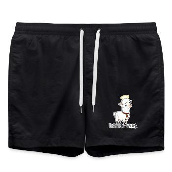 Unschulds-Lamm äh Lama Flachwitz - Badeshorts - Schwarz - Vorne - AI Model Male 185 light (185cm)