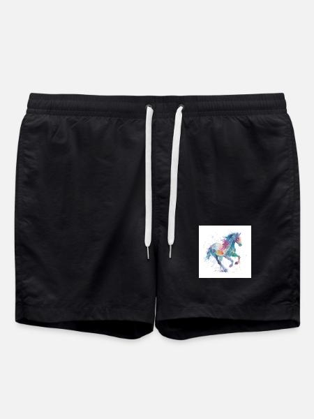 Regenbogengalopp-Aquarellpferd - Badeshorts - Schwarz