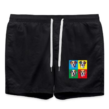 Hund Pop-Art Portrait - Badeshorts - Schwarz - Vorne - AI Model Male 185 light (185cm)