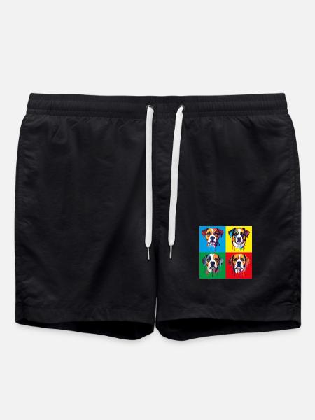 Dog Pop Art Portrait - Swim Trunks - black