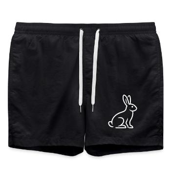Silhouette de lapin – Design animal minimaliste - Short de bain - noir - Devant - AI Model Male 185 light (185cm)