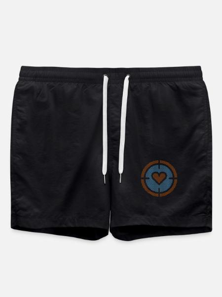 Heart in Target Emblem, honeycomb pattern - Swim Trunks - black