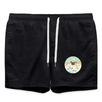 Des carlins qui s’amusent dans le bain - Short de bain - noir - Devant - AI Model Male 185 light (185cm)