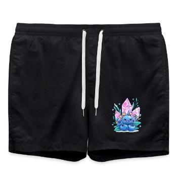 Kawaii Crystal Berry with Gemstone Flowers - Swim Trunks - black - Front - AI Model Male 185 light (185cm)