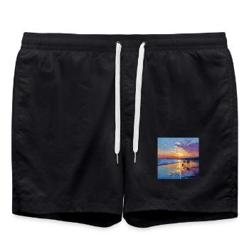 Sonnenuntergang über dem Meer - Badeshorts - Schwarz - Vorne - AI Model Male 185 light (185cm)