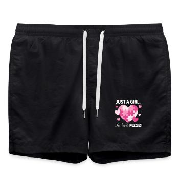 Just a girl, das Puzzles liebt - Badeshorts - Schwarz - Vorne - AI Model Male 185 light (185cm)