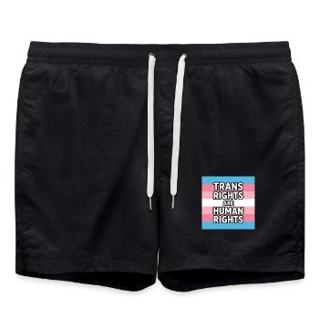 Trans-Rechte sind Menschenrechte – Pride Tee - Badeshorts - Schwarz - Vorne - AI Model Male 185 light (185cm)