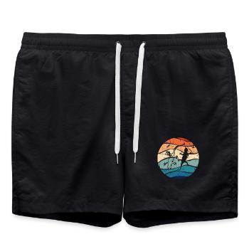 Gecko am Pastellstrand - Badeshorts - Schwarz - Vorne - AI Model Male 185 light (185cm)