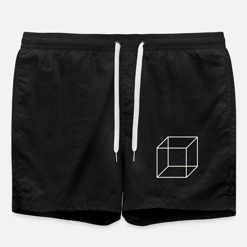Geometric Wire Cube - Swim Trunks - black