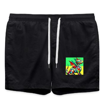 Drache - Badeshorts - Schwarz - Vorne - AI Model Male 185 light (185cm)