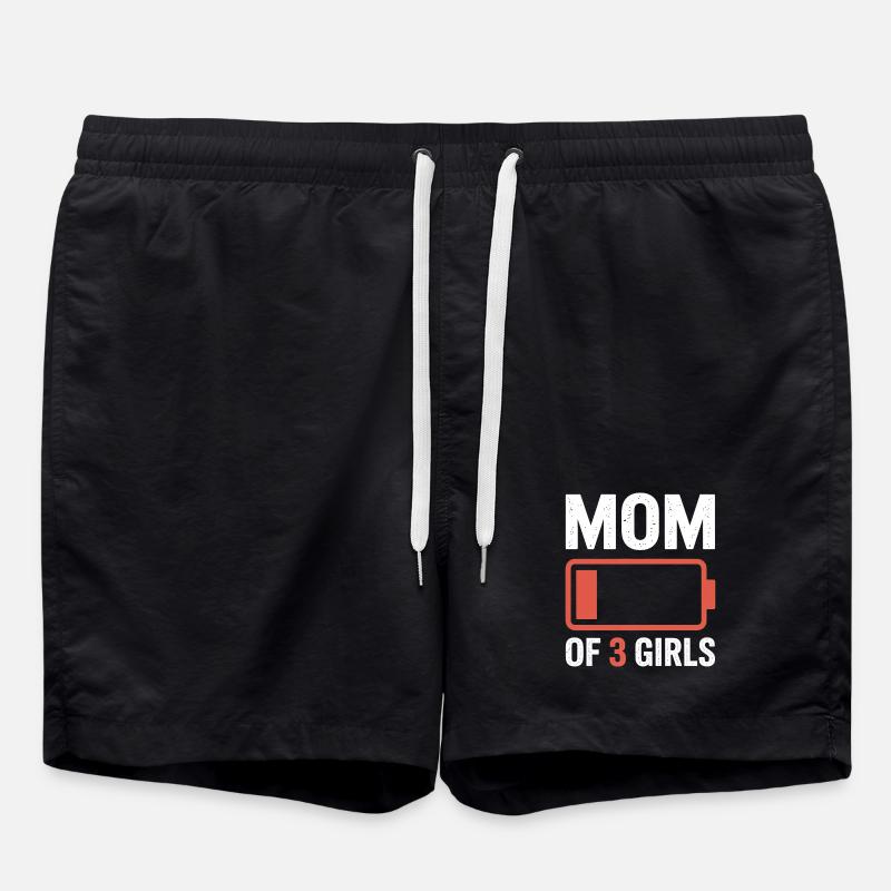 Mutter von 3 Mädchen Batterie-Tee - Badeshorts - Schwarz