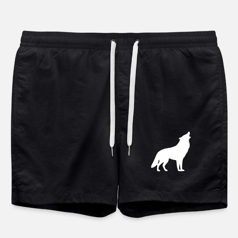Howling Wolf White - Swim Trunks - black
