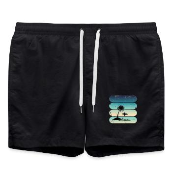 Retro Surf Surfant Athlète Sports Nautiques Surfeu - Short de bain - noir - Devant - AI Model Male 185 light (185cm)