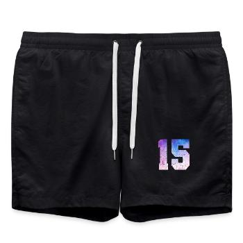 Issue 15 – 15th Anniversary Gift - Swim Trunks - black - Front - AI Model Male 185 light (185cm)
