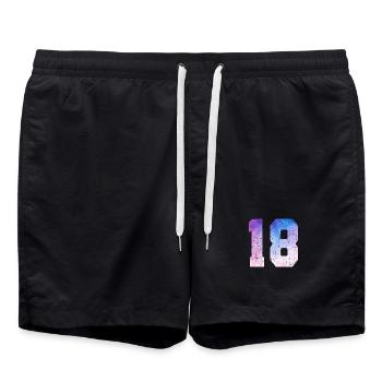 numéro 18 – Cadeau anniversaire 18 ans - Short de bain - noir - Devant - AI Model Male 185 light (185cm)