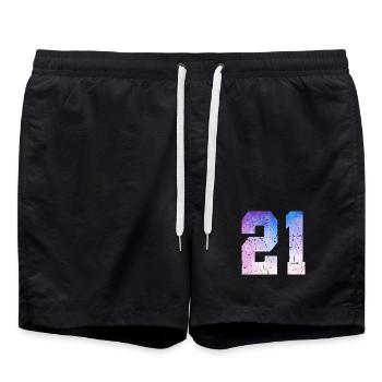  numéro 21 – Cadeau anniversaire 21 ans - Short de bain - noir - Devant - AI Model Male 185 light (185cm)