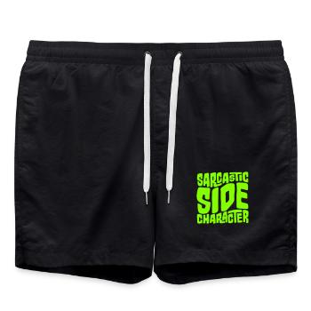 Personnage secondaire sarcastique Déclaration sarcastique drôle - Short de bain - noir - Devant - AI Model Male 185 light (185cm)