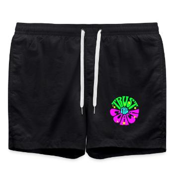 Tennis Trainer Shirt, Trust the Coach hoodie - Badeshorts - Schwarz - Vorne - AI Model Male 185 light (185cm)