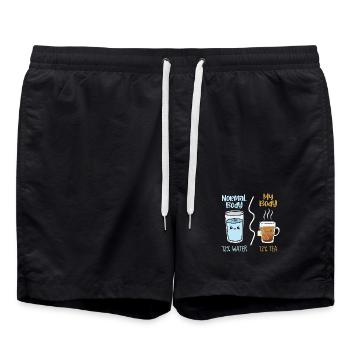 Wasser gegen Tee Kawaii Getränkeduell - Badeshorts - Schwarz - Vorne - AI Model Male 185 light (185cm)