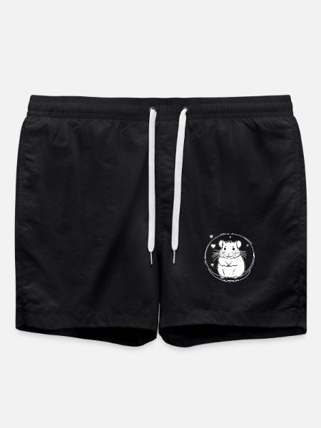 Herz-Hamster im Kreis - Badeshorts - Schwarz