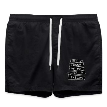 Get In Loser We're Going To Therapy Therapie Logo - Swim Trunks - black - Front - AI Model Male 185 light (185cm)