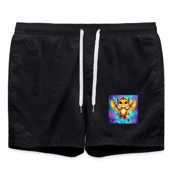 Drache - Badeshorts - Schwarz - Vorne - AI Model Male 185 light (185cm)