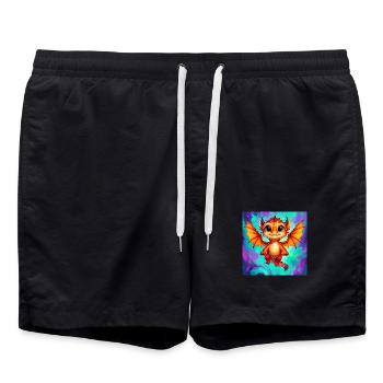 Drache - Badeshorts - Schwarz - Vorne - AI Model Male 185 light (185cm)