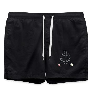 Ankerlinien Motiv Herz Stern - Badeshorts - Schwarz - Vorne - AI Model Male 185 light (185cm)