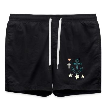 Ancre lumineuse avec des étoiles - Short de bain - noir - Devant - AI Model Male 185 light (185cm)
