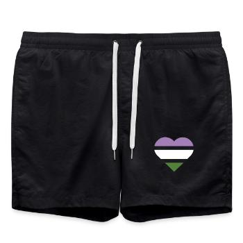 Drapeau de la fierté Cœur · Genderqueer - Short de bain - noir - Devant - AI Model Male 185 light (185cm)