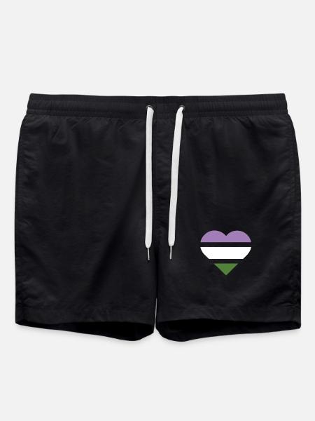 Pride Flag Heart · Genderqueer - Swim Trunks - black