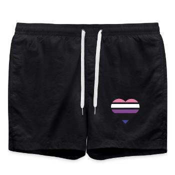 Drapeau de la fierté Cœur · Genderfluid - Short de bain - noir - Devant - AI Model Male 185 light (185cm)