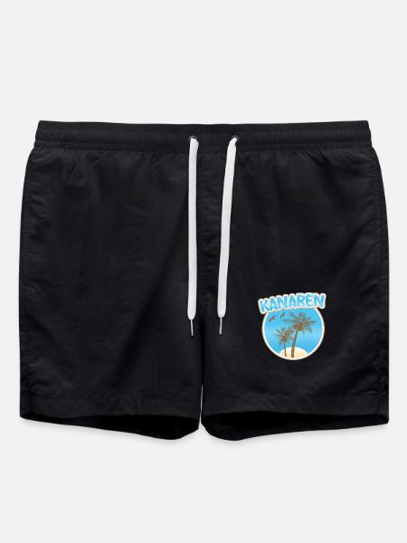 Canary Islands Palm Beach Logo - Swim Trunks - black