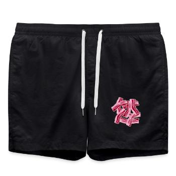Bacon Speck Lebensmittel Lustig Fleisch Foodie - Badeshorts - Schwarz - Vorne - AI Model Male 185 light (185cm)