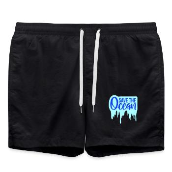 Save The Ocean Ozean Aktivismus Umwelt Statement - Badeshorts - Schwarz - Vorne - AI Model Male 185 light (185cm)