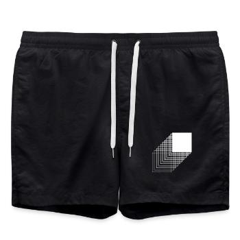 Style audacieux de bauhaus carré - Short de bain - noir - Devant - AI Model Male 185 light (185cm)