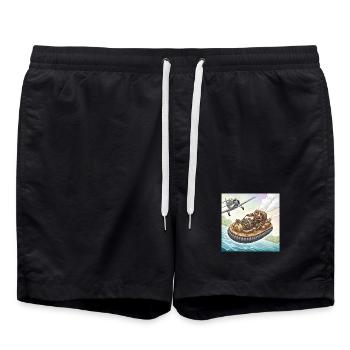 Poursuite fluviale en bateau à air steampunk - Short de bain - noir - Devant - AI Model Male 185 light (185cm)