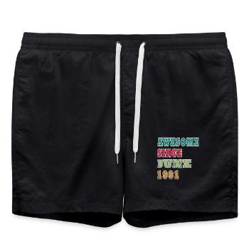 Awesome Seit Juni 1991 - Badeshorts - Schwarz - Vorne - AI Model Male 185 light (185cm)