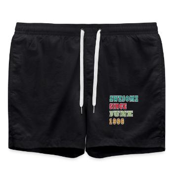 Bunte Retro Typo: Awesome Seit Juni 1996 - Badeshorts - Schwarz - Vorne - AI Model Male 185 light (185cm)