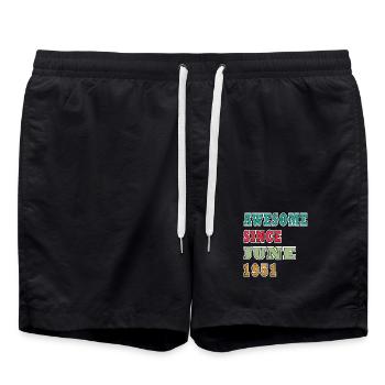 Disposition rétro de juin 1951 - Short de bain - noir - Devant - AI Model Male 185 light (185cm)