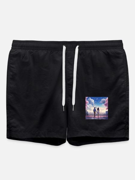 Heart sound in the cherry blossom light - Swim Trunks - black