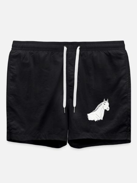 Der Kopf eines hellgrauen Abbayan-Pferdes - Badeshorts - Schwarz