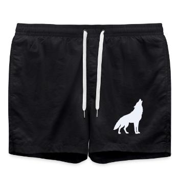 Wolfsilhouette Mondlicht - Badeshorts - Schwarz - Vorne - AI Model Male 185 light (185cm)
