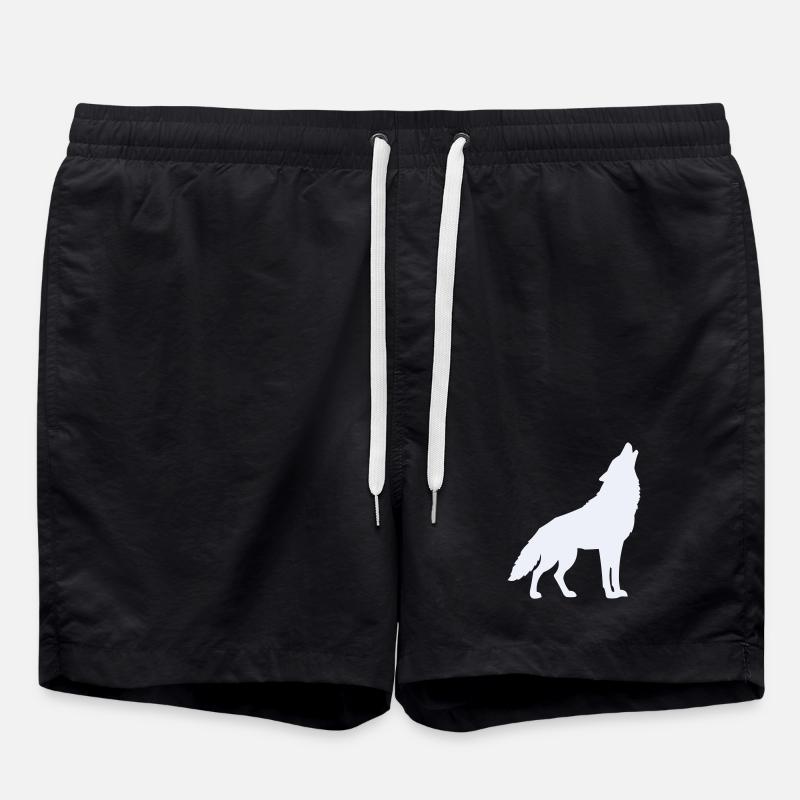 Wolf Silhouette Moonlight - Swim Trunks - black