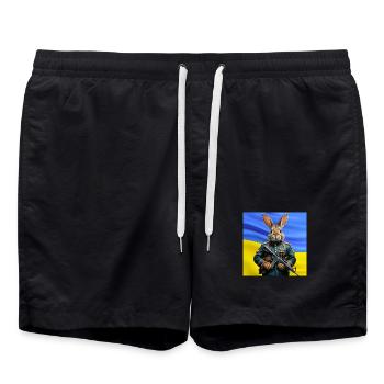 Lapin Gardien : Héros de l’Ukraine - Short de bain - noir - Devant - AI Model Male 185 light (185cm)