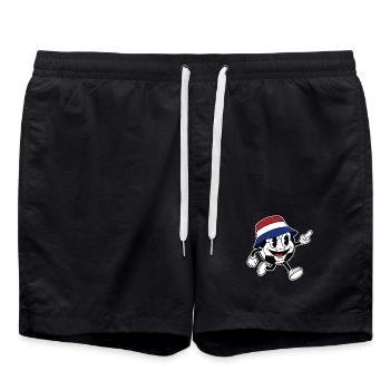Mascotte rétro de bande dessinée pour fan de football néerlandais - Short de bain - noir - Devant - AI Model Male 185 light (185cm)