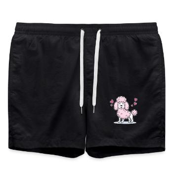 Caniche Rose (bande dessinée) - Short de bain - noir - Devant - AI Model Male 185 light (185cm)