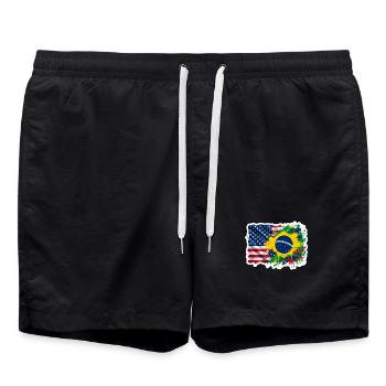 Sticker USA Brésil - Design Drapeau Double Nationa - Short de bain - noir - Devant - AI Model Male 185 light (185cm)